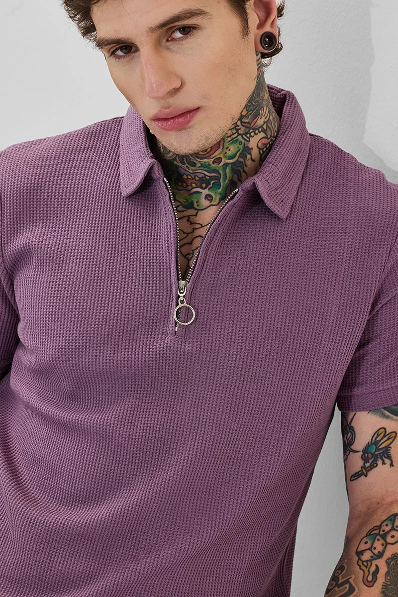 سنيتش بولو سليم فيت بسحاب ونقش بنفسجي